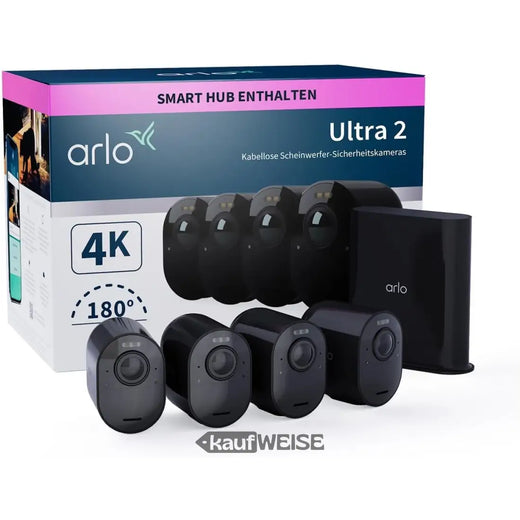 Arlo Ultra 2 4K turvasüsteem 4 kaameraga (must)