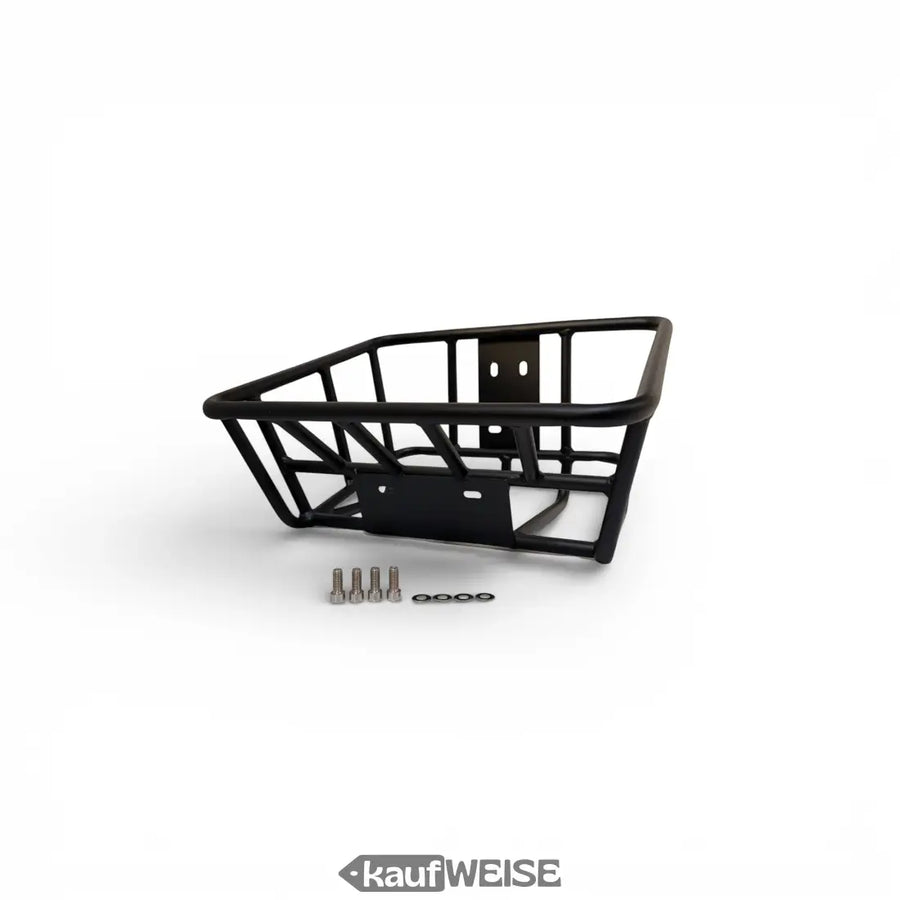 Robuster schwarzer Matt-Metallkorb 35x30x20 cm für E-Scooter & Fahrrad mit Montageset