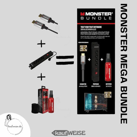 Monster Pack HDMI 8K – 4K 120Hz 48GBPS 1,8m + SCREENCLEAN 60ML + Power 4 pesa