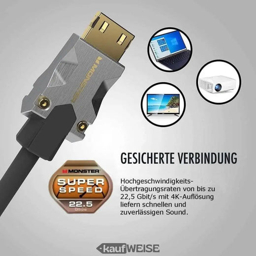 Monster M1000 Ultra HD HDMI-kaabel (3m) | 4K HDR10 | Kiire 18 Gbps | V-Grip™ pistik