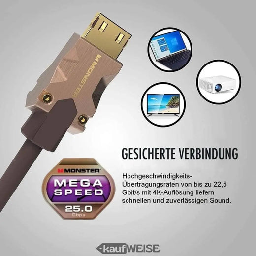 Monster M2000 HDMI kaabel 5m | 25Gbps hüperkiirus | UHD 4K HDR10+ | V-Grip kullast kontaktid