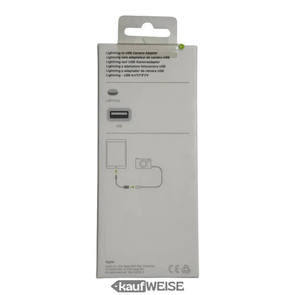 Weiße rechteckige Verpackung für Apple Lightning auf USB Kamera Adapter