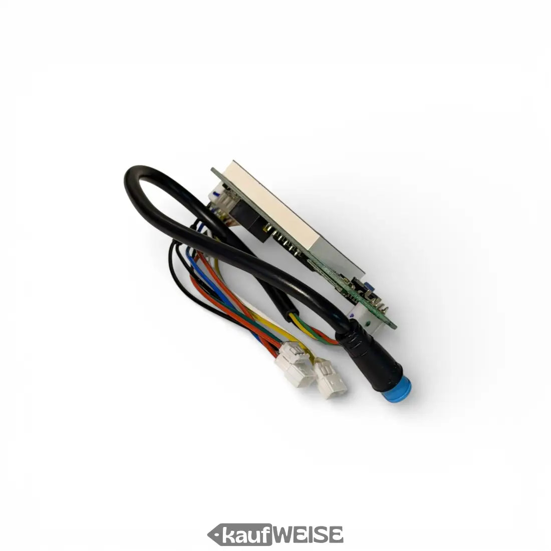 Original Segway-Ninebot Max G30 schwarzer und blauer Stecker mit bunten Kabeln auf Platine