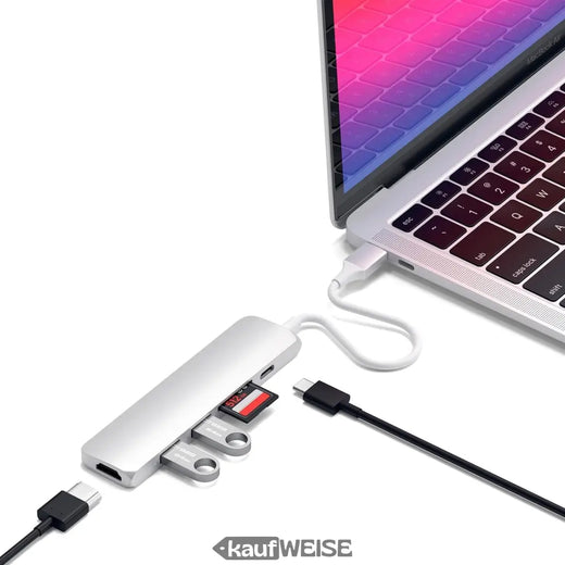 Satechi V2 õhuke USB-C mitmepordiadapter | 4K 60Hz HDMI ja 60W PD | Hõbedane