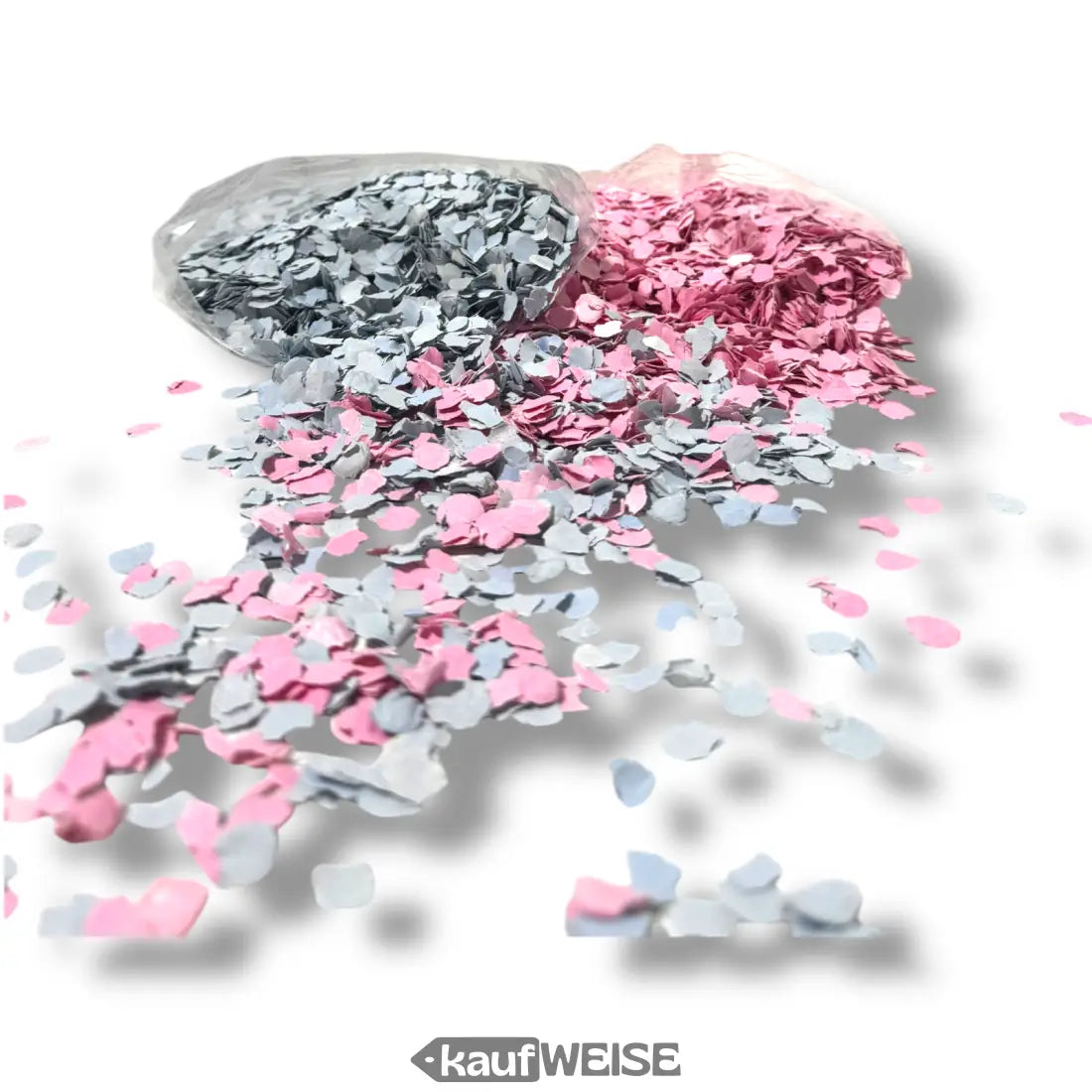 Pink und graues Konfetti für Party und Hochzeit in 100g Beutel