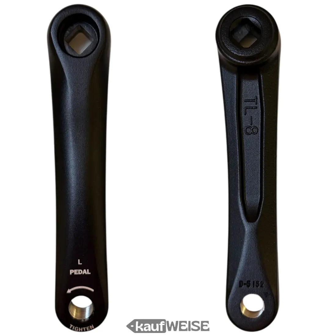 Matte schwarze Volta GTS Kurbelarme mit Gravur und Pedalanschlüssen